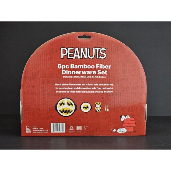 Peanuts 5 Pc Dinnerware Set~Bamboo Fiber~New In Box - Picture 3 of 7